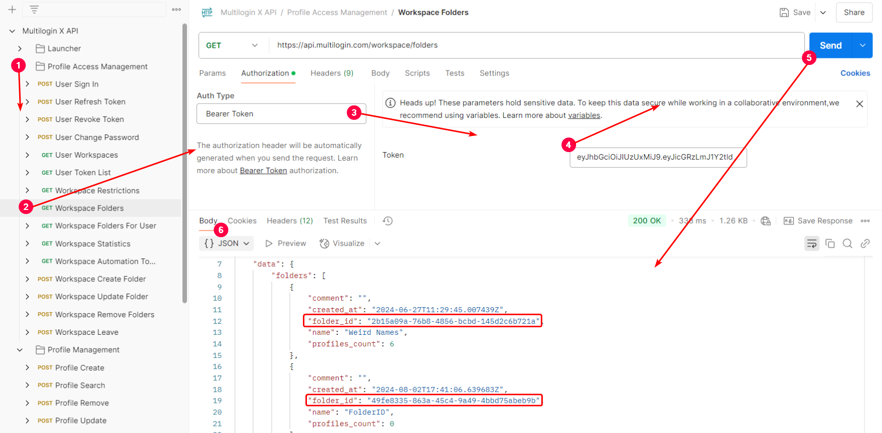 How to get Multilogin element IDs with Postman reference visual 5