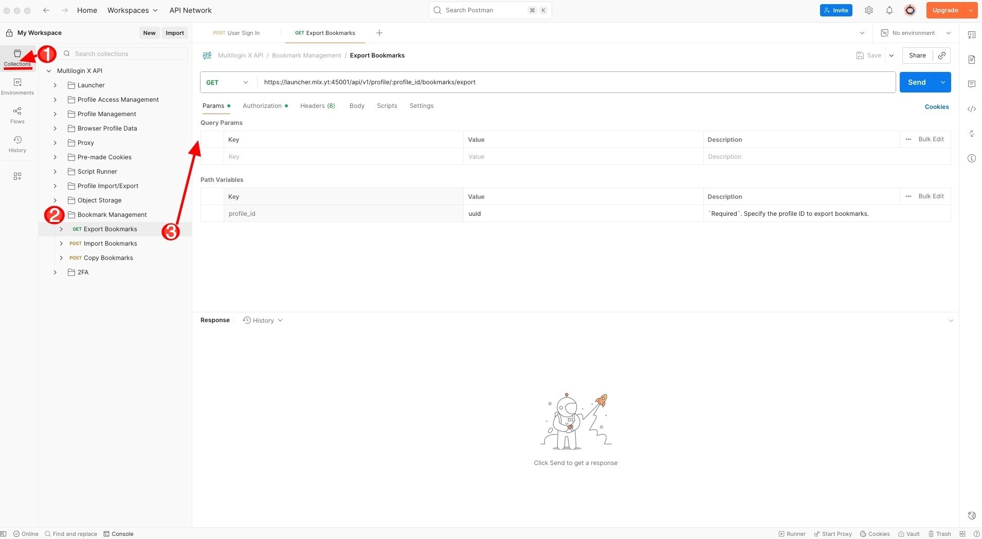 How to use bookmark manager in Multilogin reference visual 5