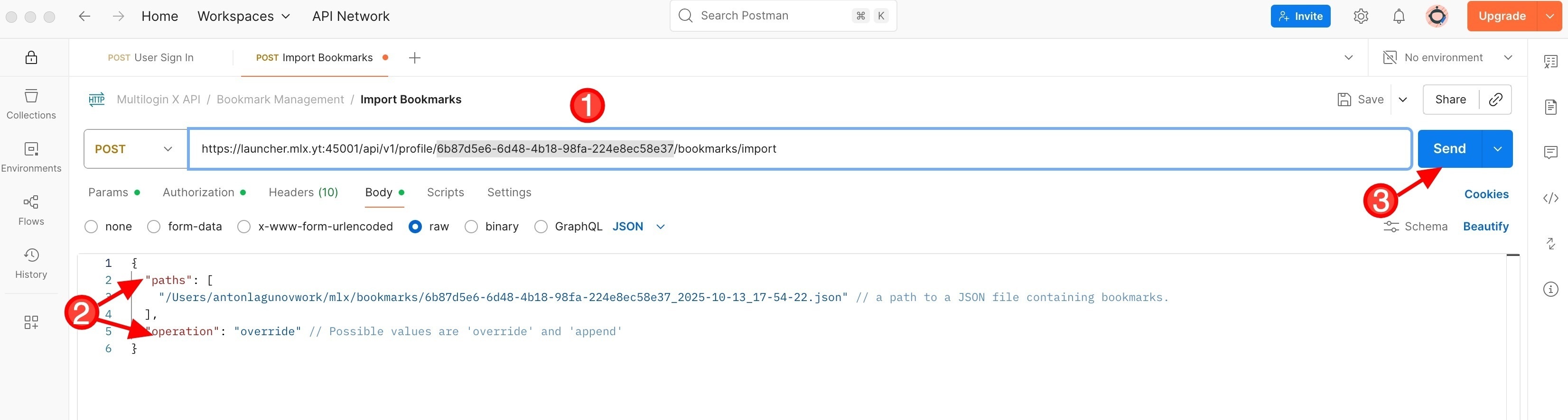 How to use bookmark manager in Multilogin reference visual 8