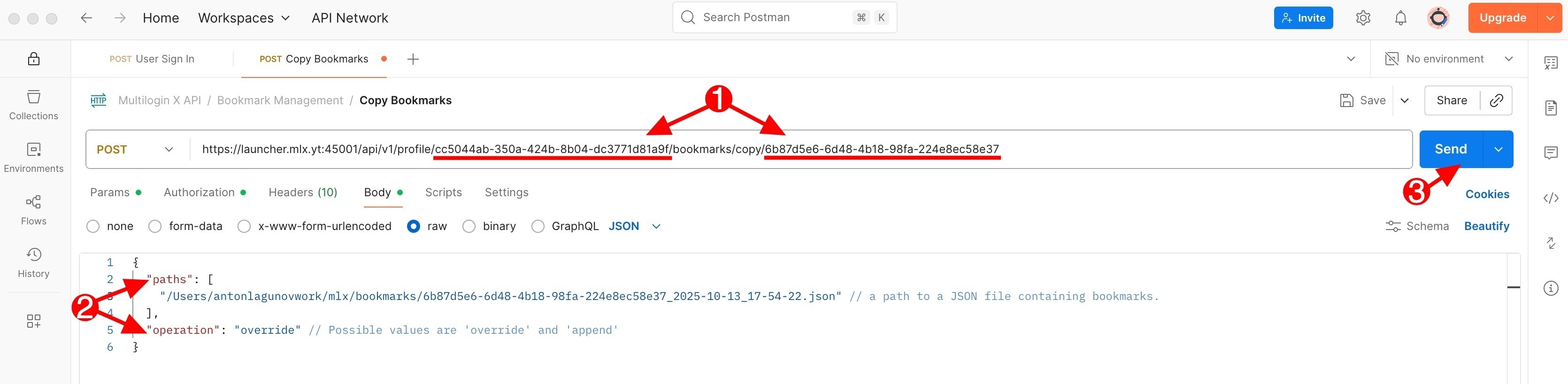 How to use bookmark manager in Multilogin reference visual 10